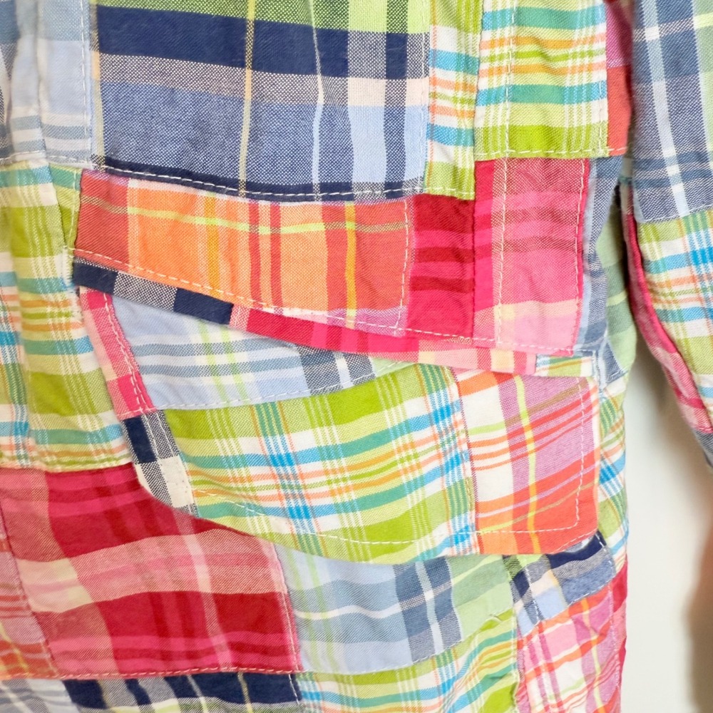 LL Bean Madras Plaid Blazer Jacket Womens 10 REG Multi Color Cotton Button Front - Picture 4 of 8